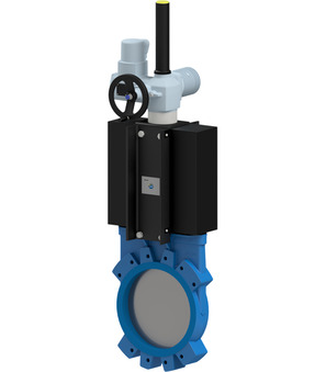 Knife gate valve with electric actuator AB1EM2H2-5-250-B01
